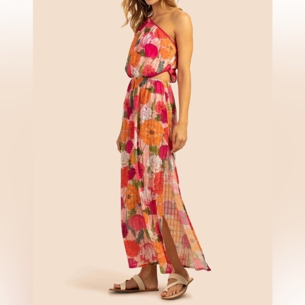 TRINA TURK sunny bloom asymmetrical one-shoulder maxi dress multi M maximalist